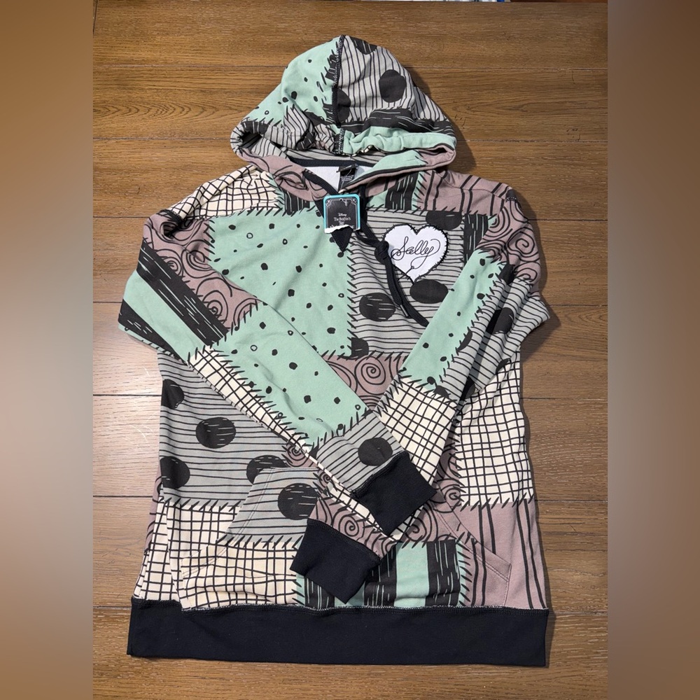 Disney’s Nightmare before Christmas Sally Patchwork Graphic Hoodie NWT size S